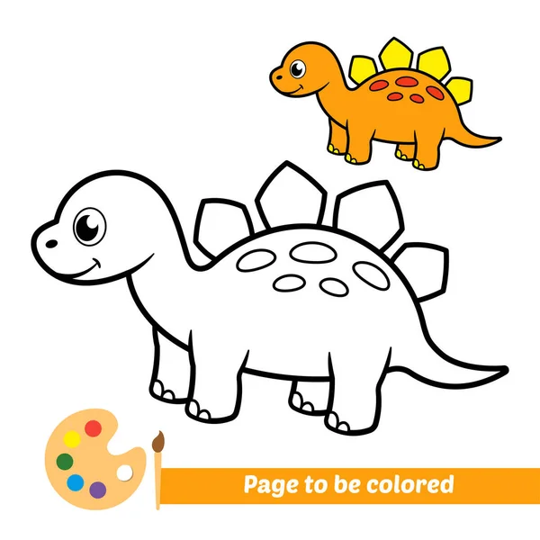 Coloring Book Kids Dinosaur Vector — Wektor stockowy