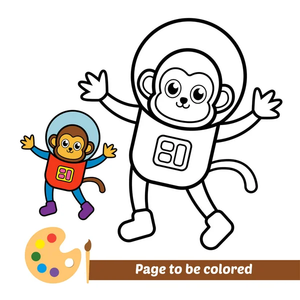 Buku Mewarnai Gambar Vektor Astronot Monyet Stok Ilustrasi 