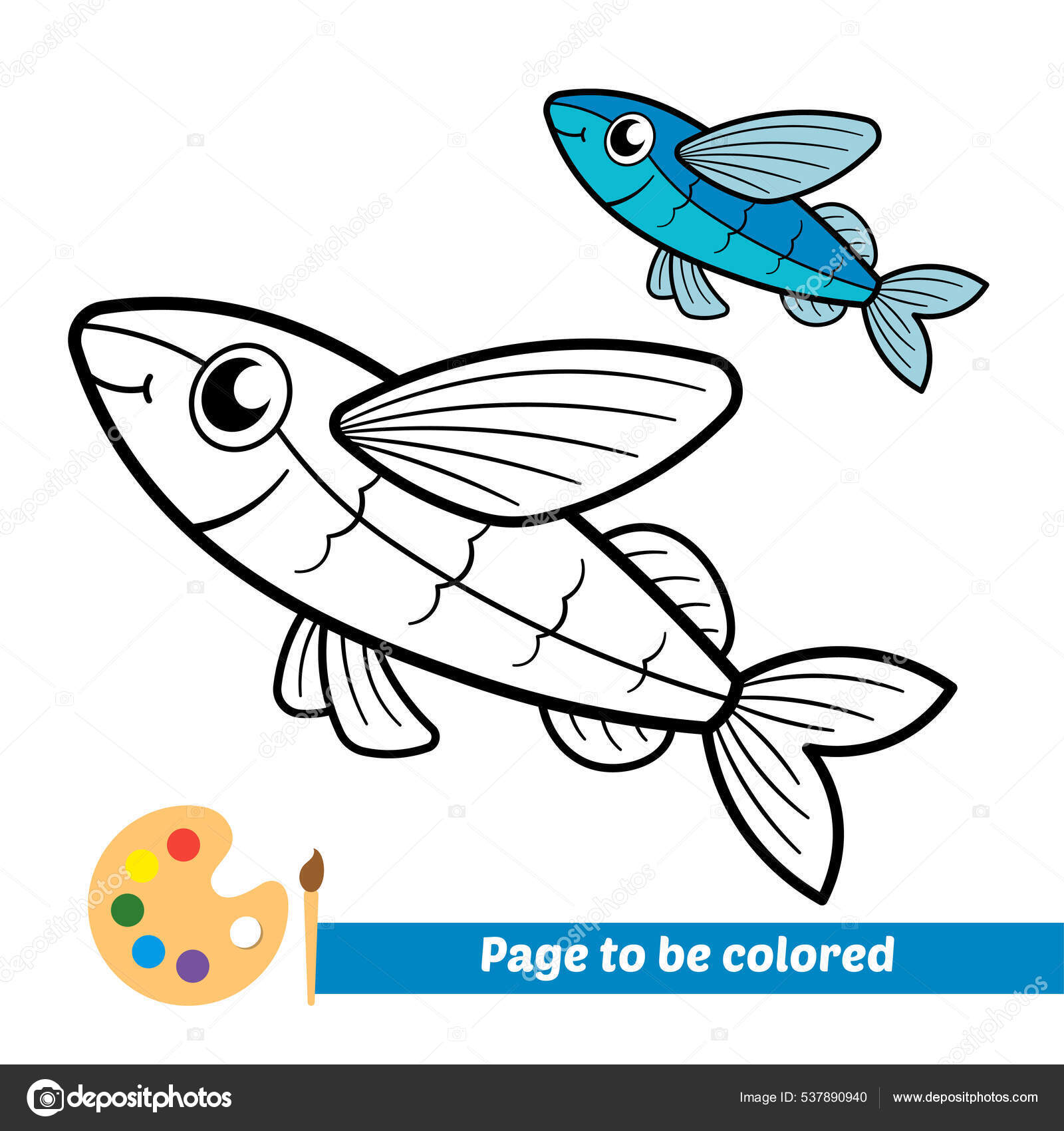 Coloring Book Kids Flying Fish Vector Stock Vector by ©fuatpras44