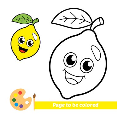 Çocuklar için boyama kitabı, limon vektörü