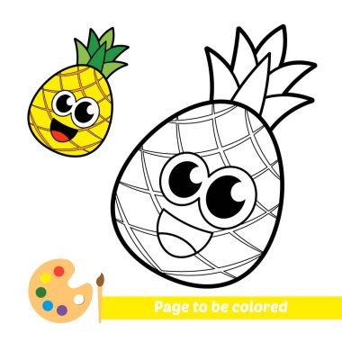 Çocuklar için boyama kitabı, ananas vektörü