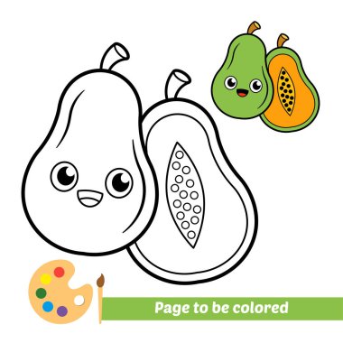Çocuklar için boyama kitabı, papaya vektörü