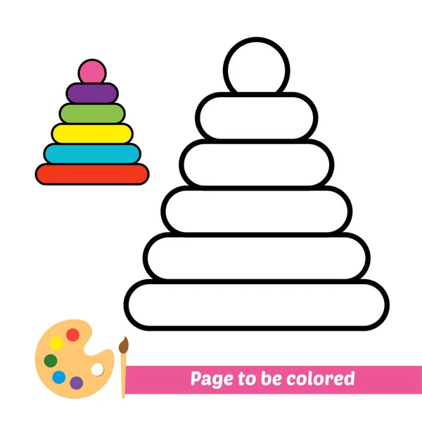 Coloring Book Kids Pyramid Toy Vector — Stockvektor