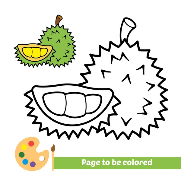 Coloring Book Kids Durian Vector — Stockvektor