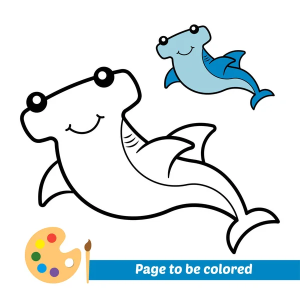 Libro Para Colorear Para Niños Vector Tiburón Martillo — Vector de stock