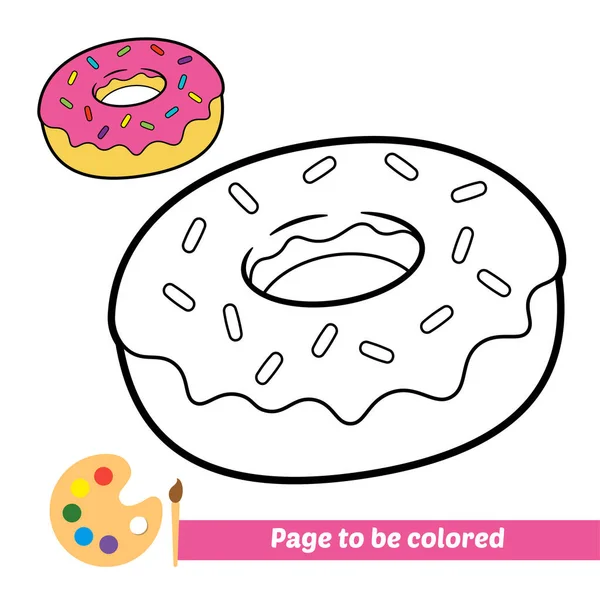 Coloring Book Kids Donut Vector —  Vetores de Stock