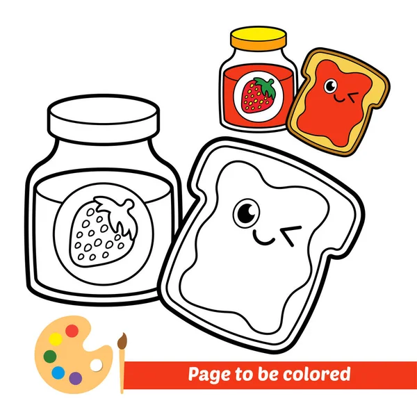 Coloring Book Kids Bread Jam Vector — Stockvektor