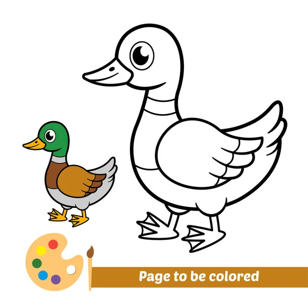 Malbuch Für Kinder Entenvektor — Stockvektor