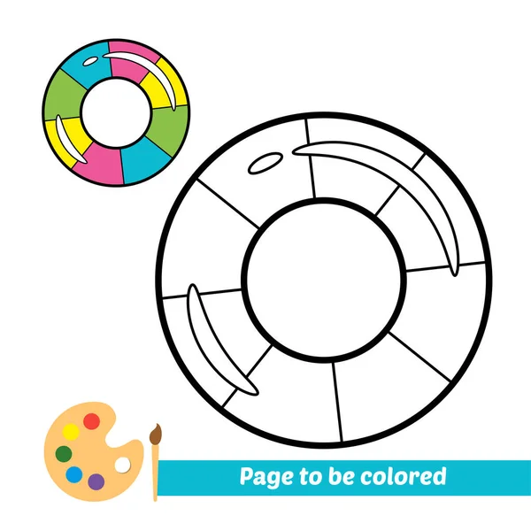 Coloring Book Kids Swim Ring Vector — Stockvektor