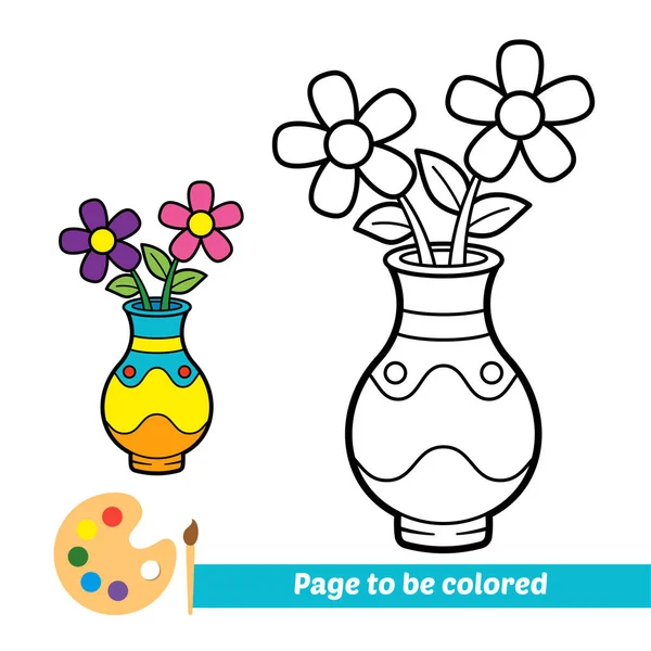 Coloring Book Kids Vase Vector — Stockvektor