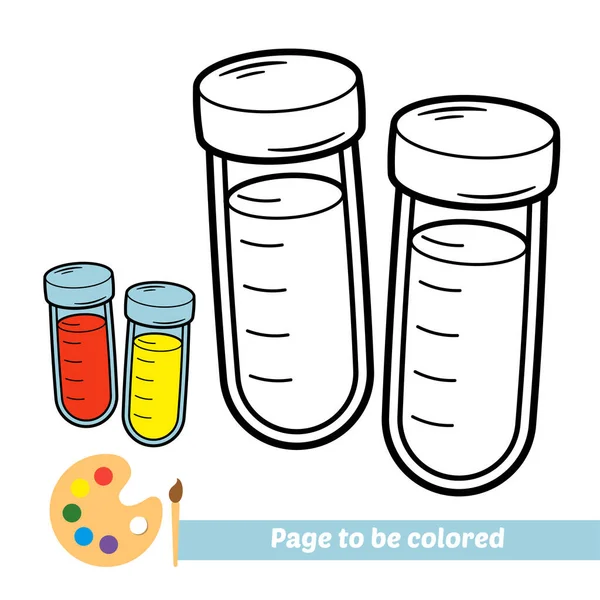Malbuch Für Kinder Glasreagenzglasvektor — Stockvektor
