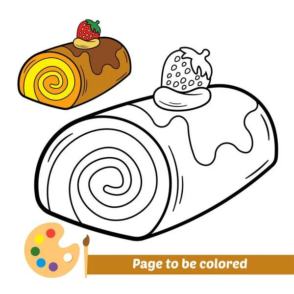 Coloring Book Kids Roll Cake Vector — Stock vektor