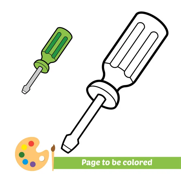 Coloring Book Kids Screwdriver Vector — Stockvektor