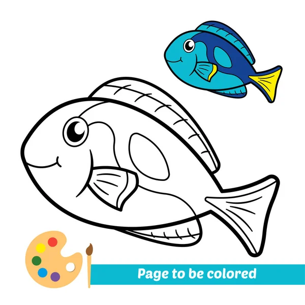 Çocuklar Için Boyama Kitabı Mavi Tang Balığı Vektörü — Stok Vektör
