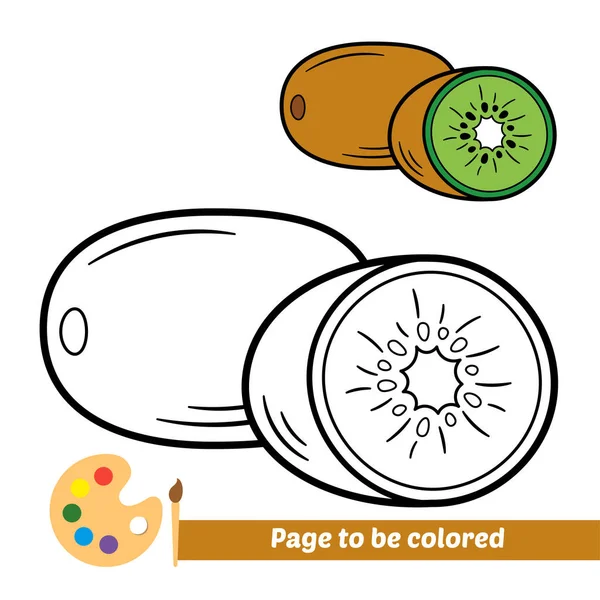 Coloring Book Kids Kiwi Fruit Vector — Stockvektor