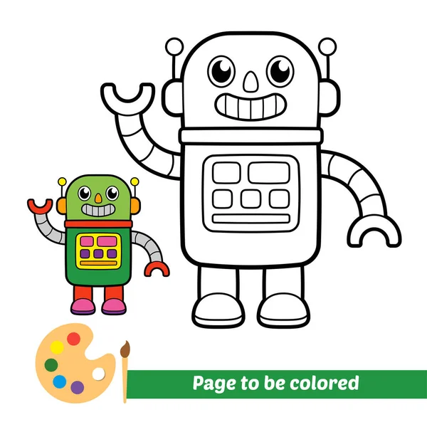 Libro Para Colorear Para Niños Vector Robot — Vector de stock