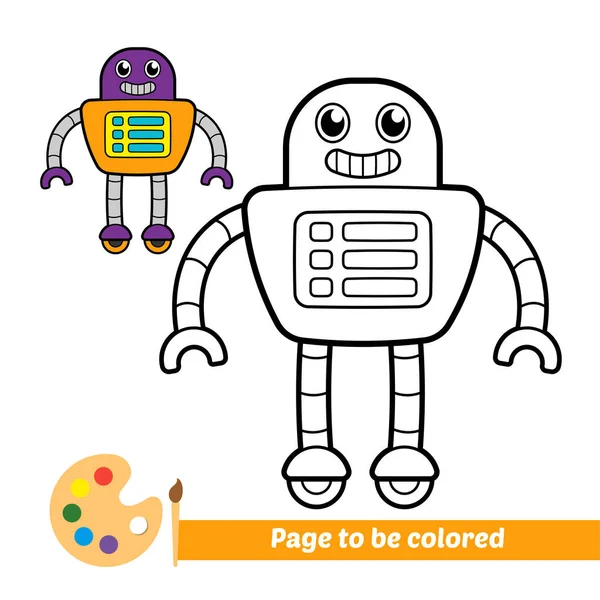 Coloring Book Kids Robot Vector — Stockvektor