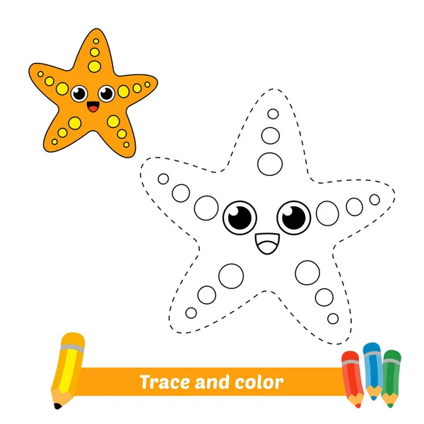 Trace Couleur Pour Les Enfants Vecteur Étoile Mer — Image vectorielle