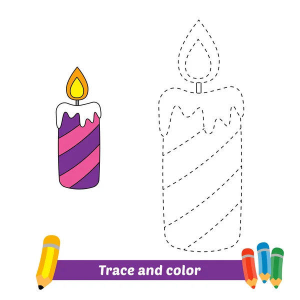 Trace Color Kids Candle Vector — Stock Vector