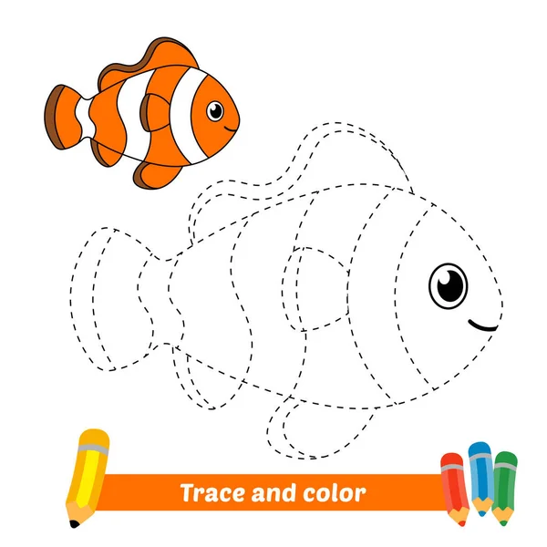 Trace Color Kids Clown Fish Vector — Stockvektor