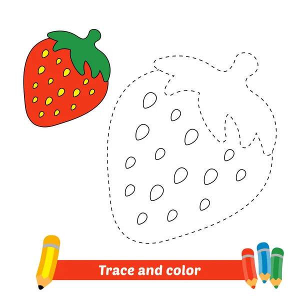Trace Color Kids Strawberry Vector — Stockvektor