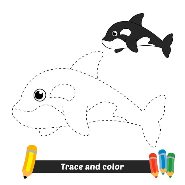 Trace Color Kids Gyilkos Bálna Vektor — Stock Vector