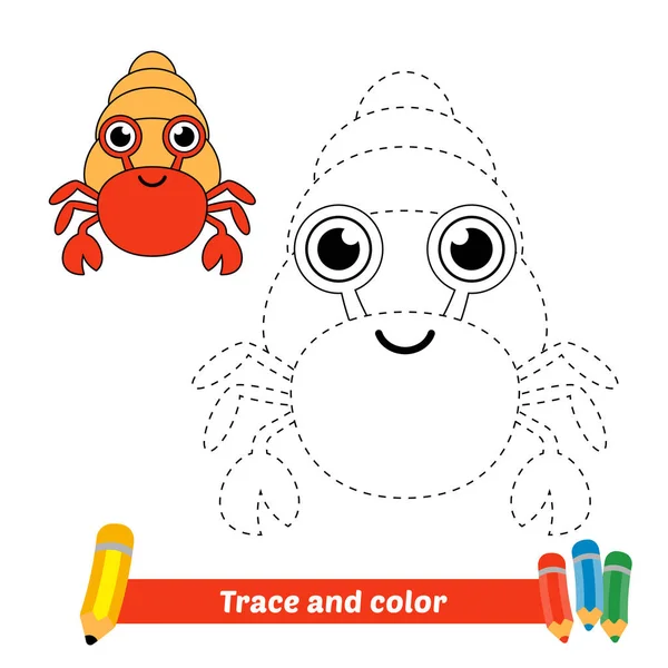 Trace Color Kids Hermit Crab Vector — Stockvektor