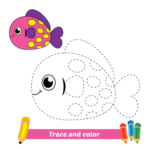 Stopa Barva Pro Děti Rybí Vektor — Stockový vektor
