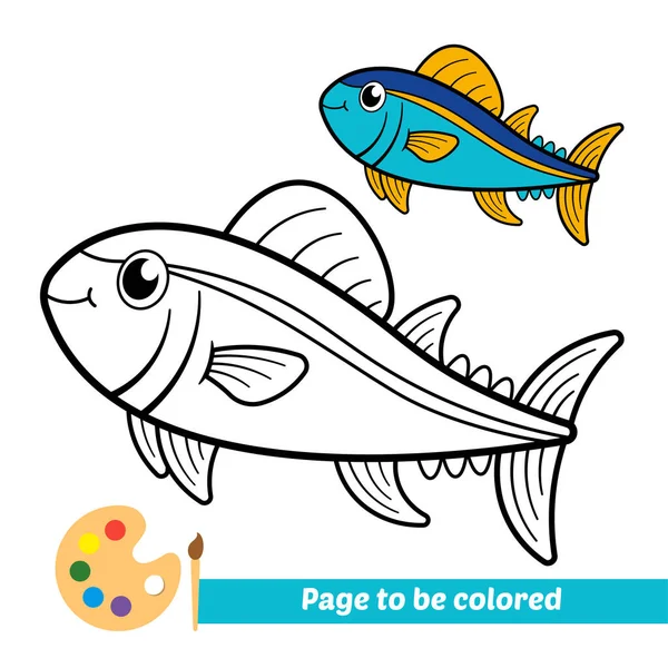 Coloring Book Kids Tuna Fish Vector — Wektor stockowy