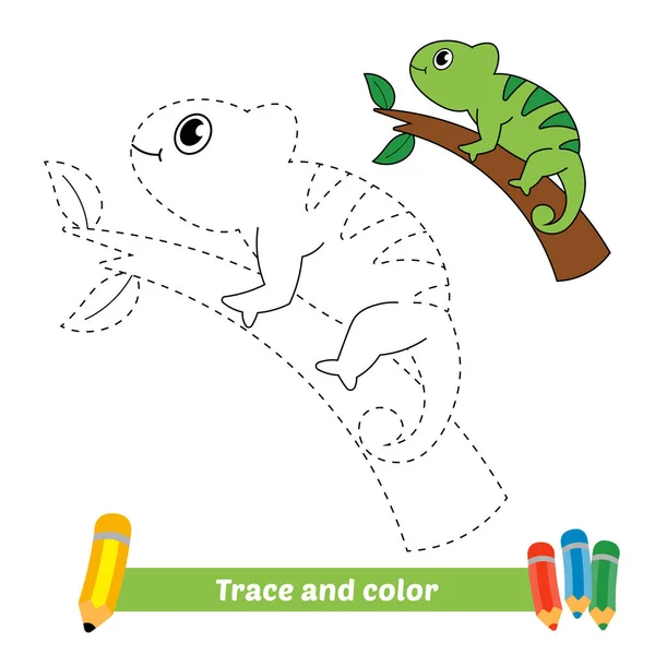 Trace Color Kids Chameleon Vector — Stockvektor