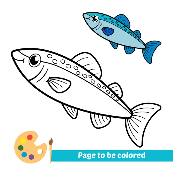 Coloring Book Kids Salmon Fish Vector — Stockvektor