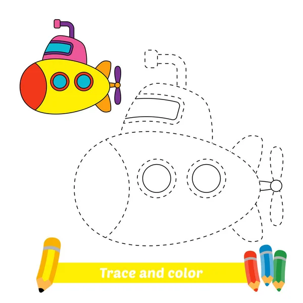 Trace Color Kids Submarine Vector — Wektor stockowy