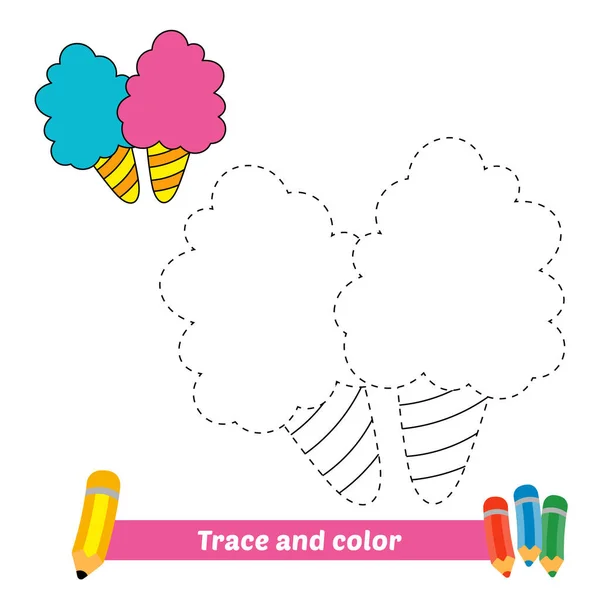 Trace Color Kids Cotton Candy Vector — Stockvektor