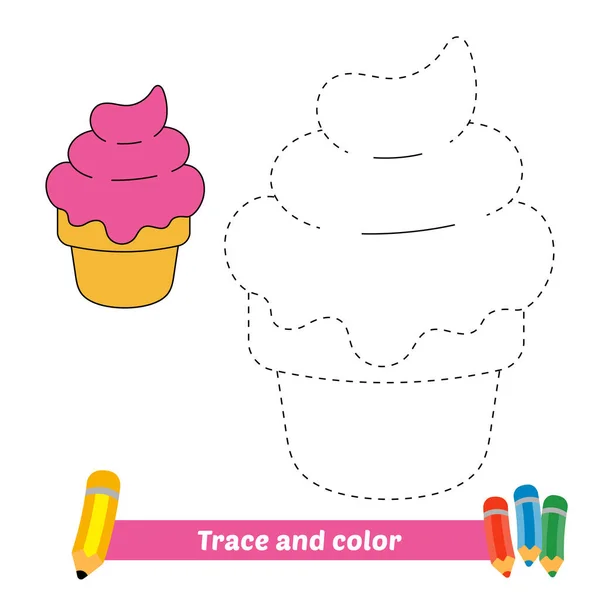 Trace Color Kids Ice Cream Vector — Stockvektor