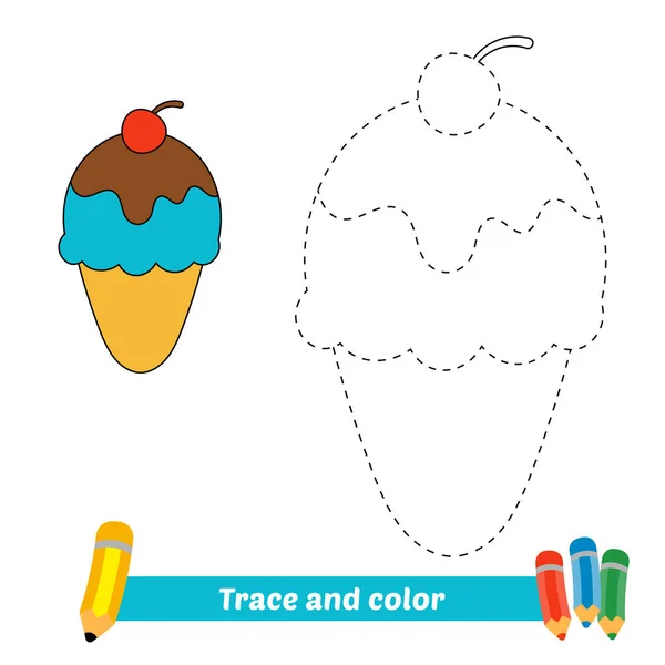 Trace Color Kids Ice Cream Vector — Stockvektor