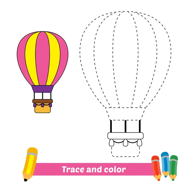 Trace Color Kids Hot Air Balloon Vector — Stockvektor