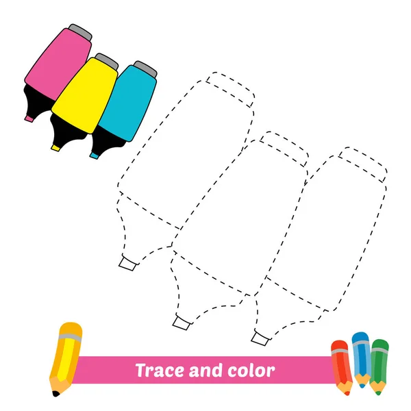 Trace Color Kids Highlighter Pen Vector — Stockvektor