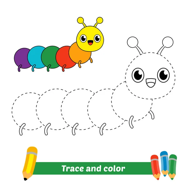 Trace Couleur Pour Les Enfants Vecteur Chenille — Image vectorielle