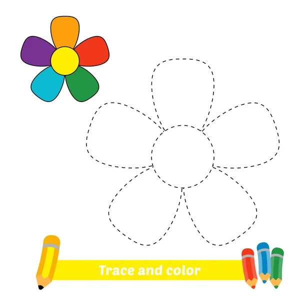 Trace Color Kids Flower Vector — Stockvektor