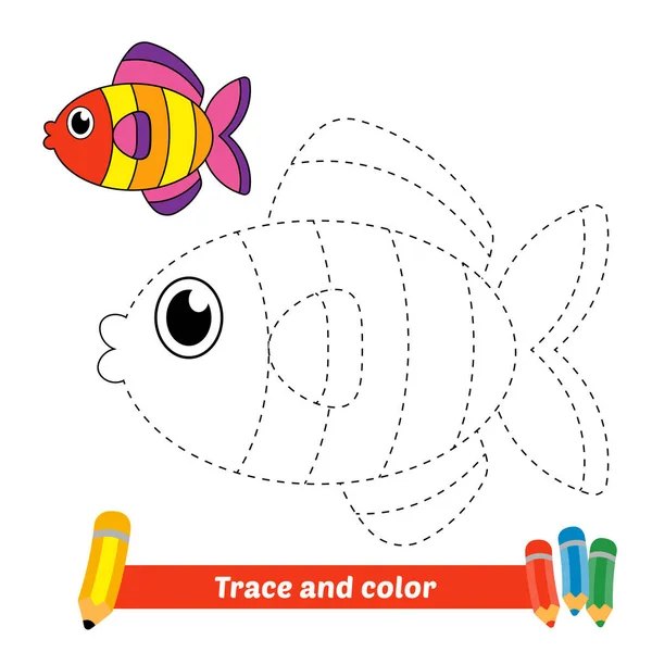 Trace Color Kids Fish Vector — Stockvektor