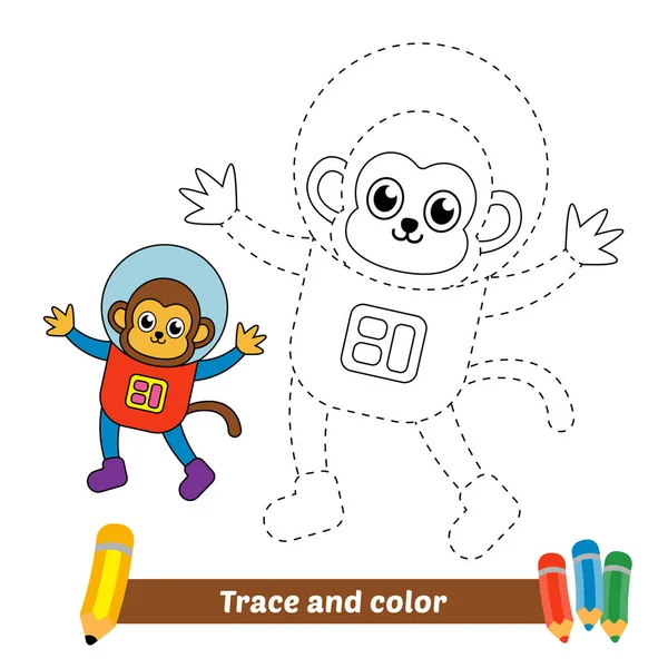 Jejak Dan Warna Untuk Anak Anak Vektor Astronot Monyet Grafik Vektor