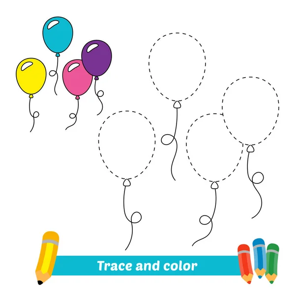 Trace Color Kids Balloons Vector — Stockvektor