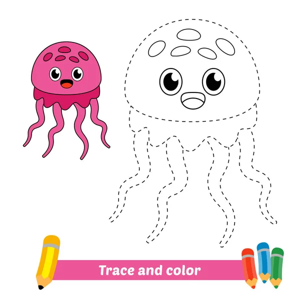 Trace Color Kids Jellyfish Vector — Stockvektor