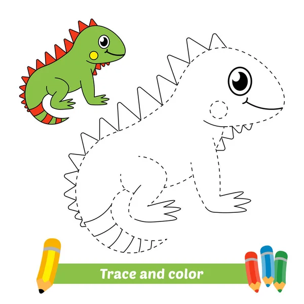 Spur Und Farbe Für Kinder Leguanenvektor — Stockvektor