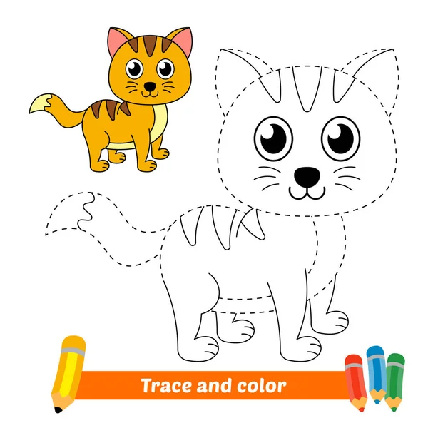 Rastros Colores Para Niños Vector Gato — Archivo Imágenes Vectoriales