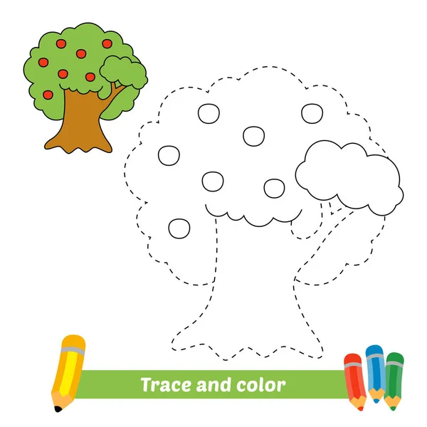 Trace Color Kids Tree Vector — Stockvektor