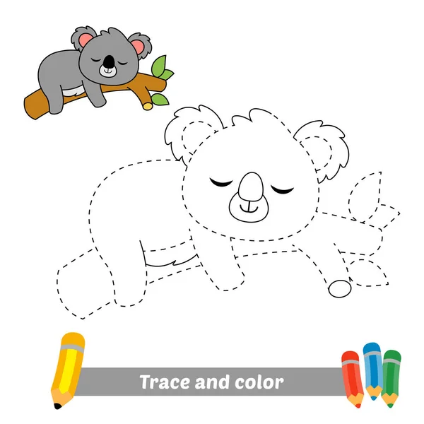 Trace Color Kids Koala Vector —  Vetores de Stock