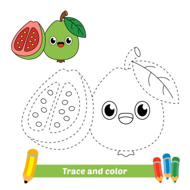 Çocuklar için iz ve renk, guava vektörü