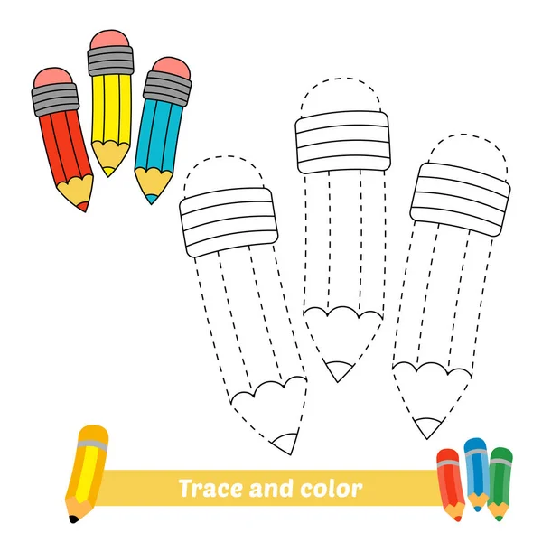 Trace Color Kids Pencils Vector — 图库矢量图片