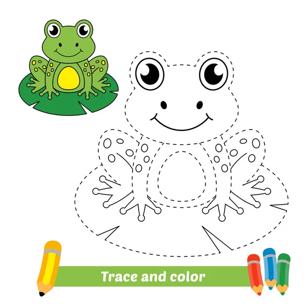 Trace Color Kids Frog Vector —  Vetores de Stock